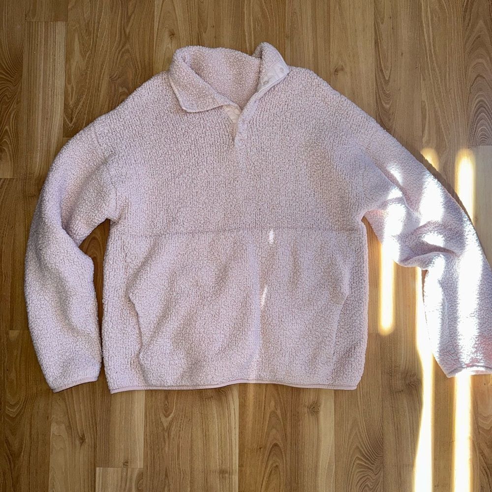 SKIMS Pink Half Button Down Teddy Sherpa Fleece size Small/Medium